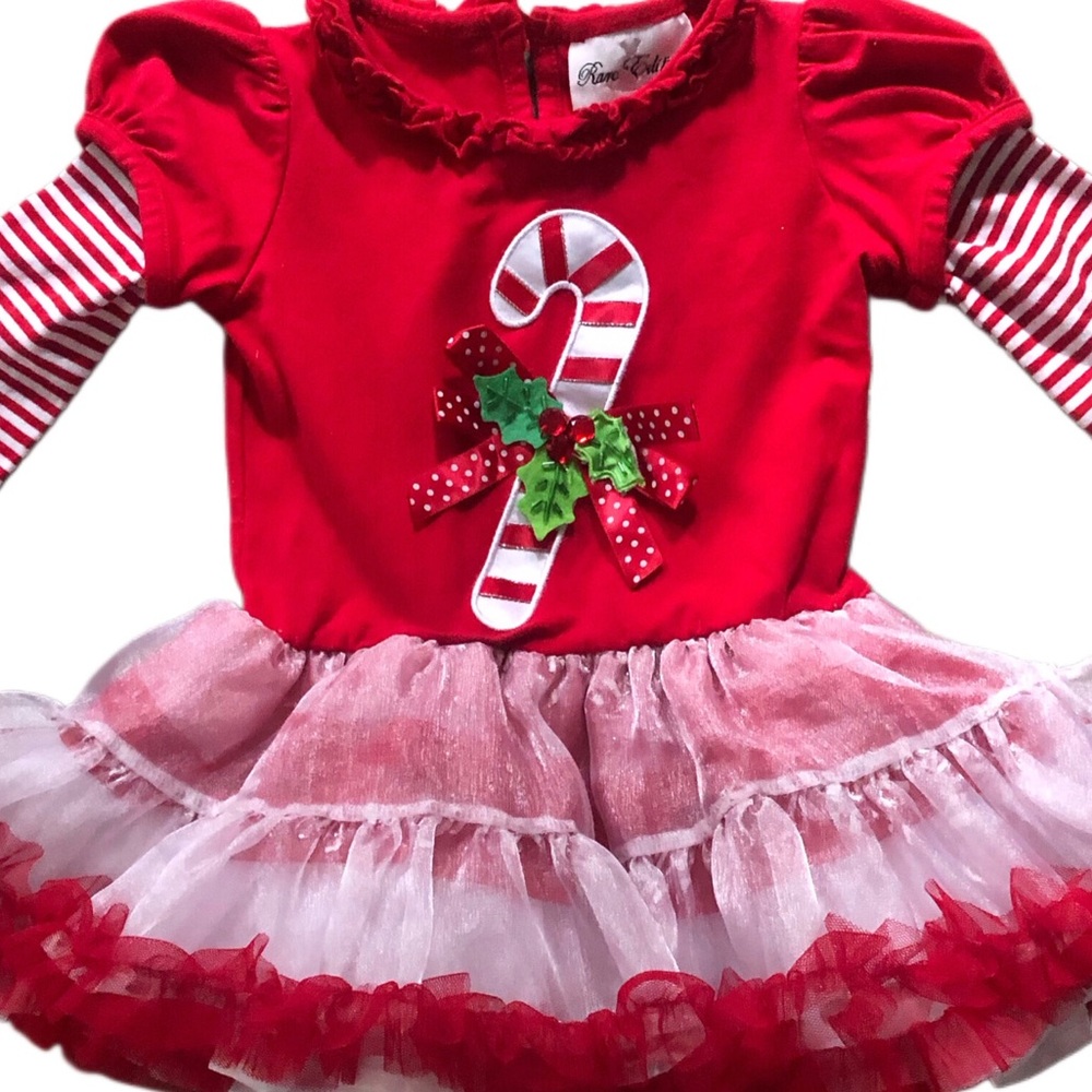 Rare Editions Red/White Jersey Flared Holiday Dress Sz 24 mo